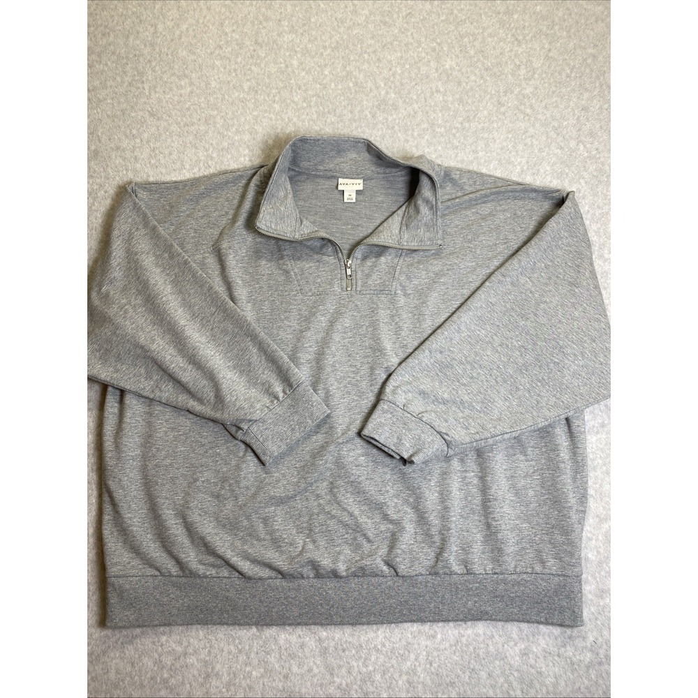 Ava & Viv Women's Plus Size Quarter Zip Pullover Sweatshirt 3X Gray Mock Neck